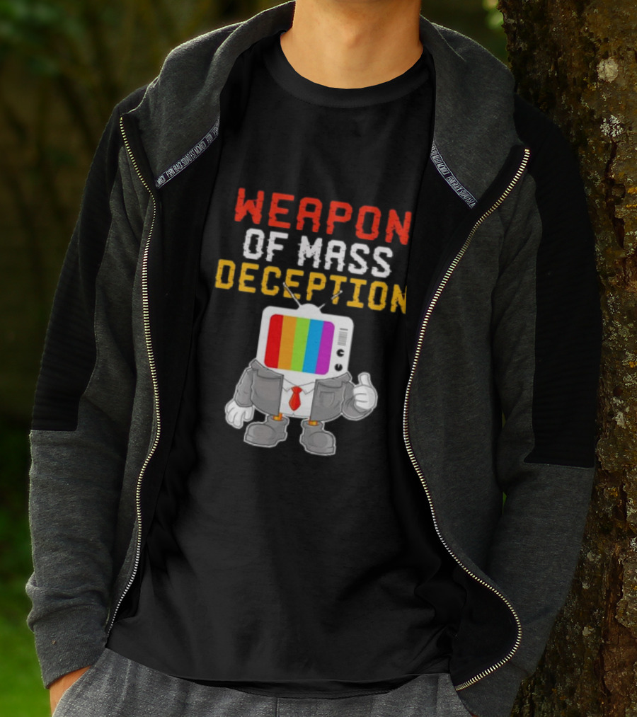 Weapon Of Mass Deception Television Cartoon In Suit With Rainbow Screen T-Shirt