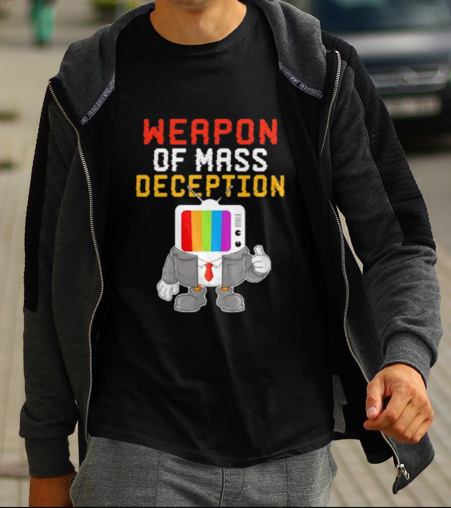 Weapon Of Mass Deception Television Cartoon In Suit With Rainbow Screen T-Shirt