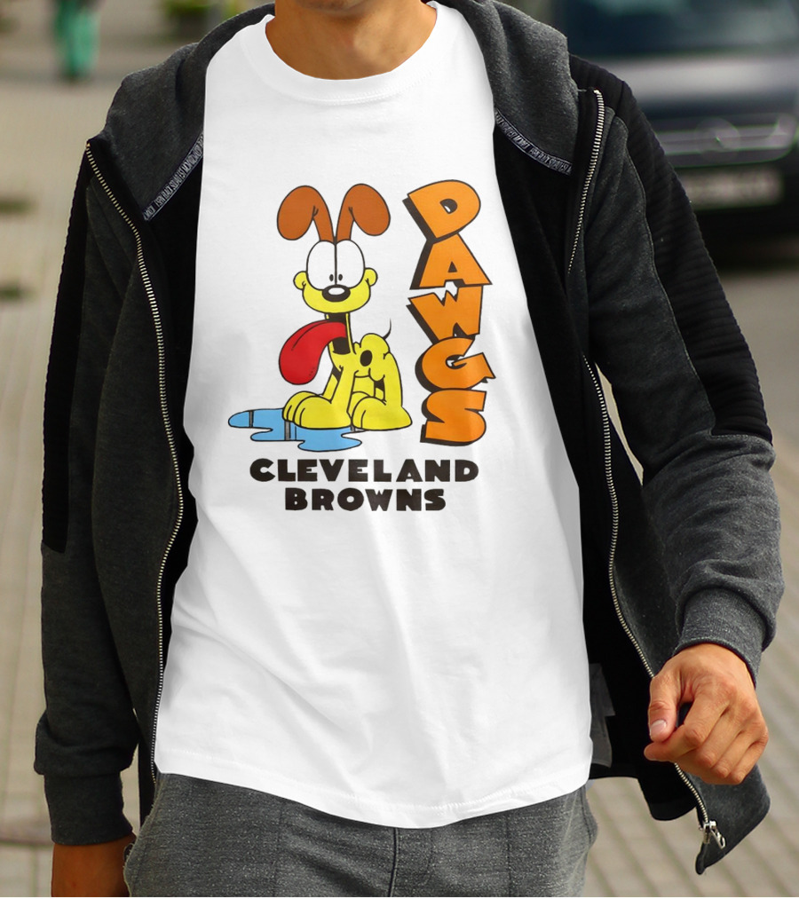 Dawgs Cleveland Browns Odie Garfield Cartoon T-Shirt