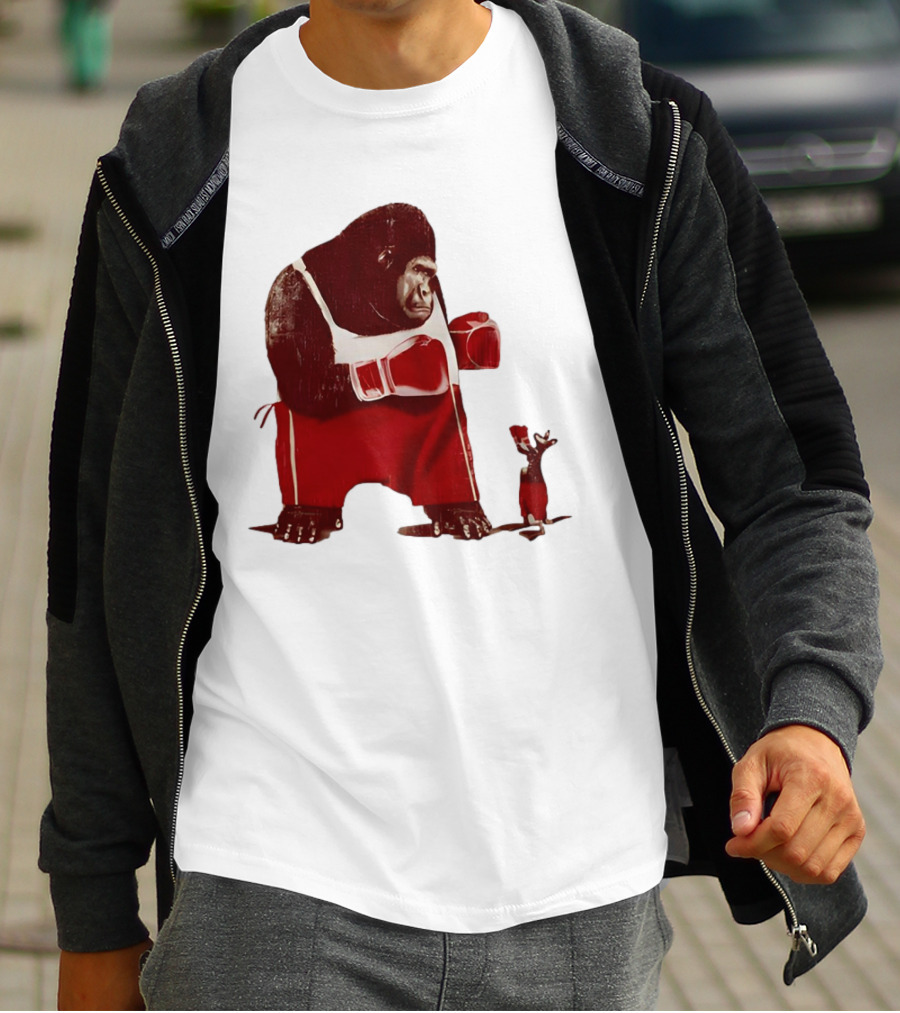 Gorilla Boxing Kangaroo Showdown In Red Boxing Gear T-Shirt
