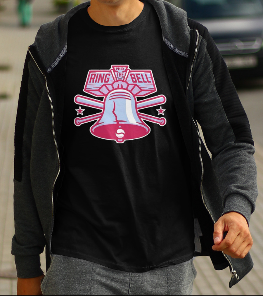 Philadelphia Phillies Ring The Bell Phly Baseball Crossed Bats Stars T-Shirt