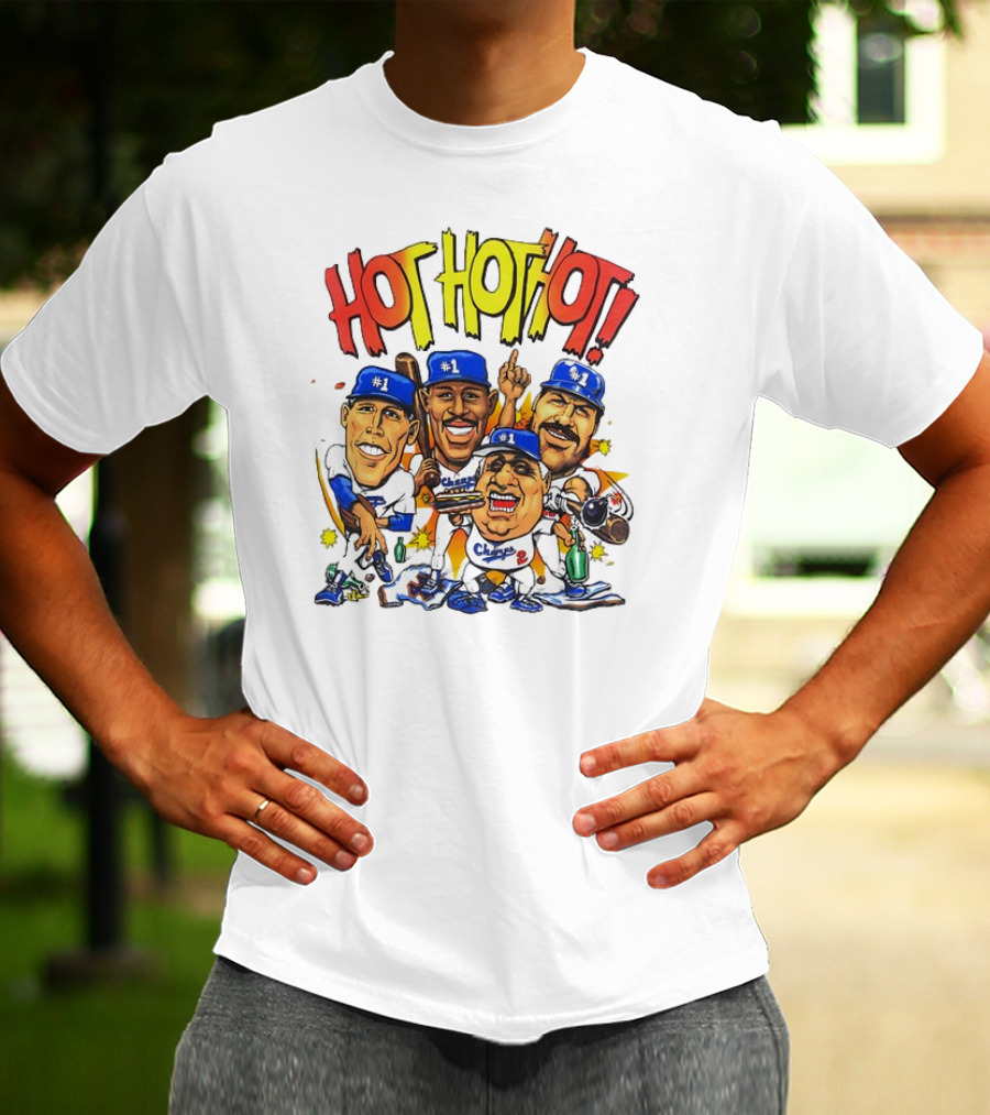 Los Angeles Dodgers Hot Hot Hot Caricature #1 Champs T-Shirt