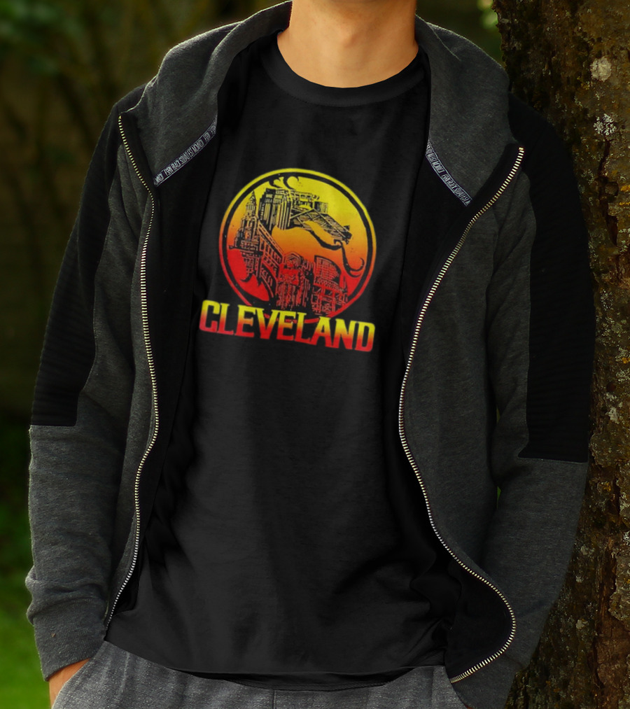 Mortal Cleveland Retro Dragon City Skyline T-Shirt
