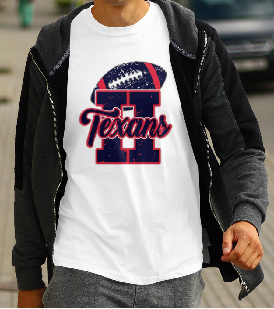 Retro Vintage Texans Football H Logo With Football T-Shirt