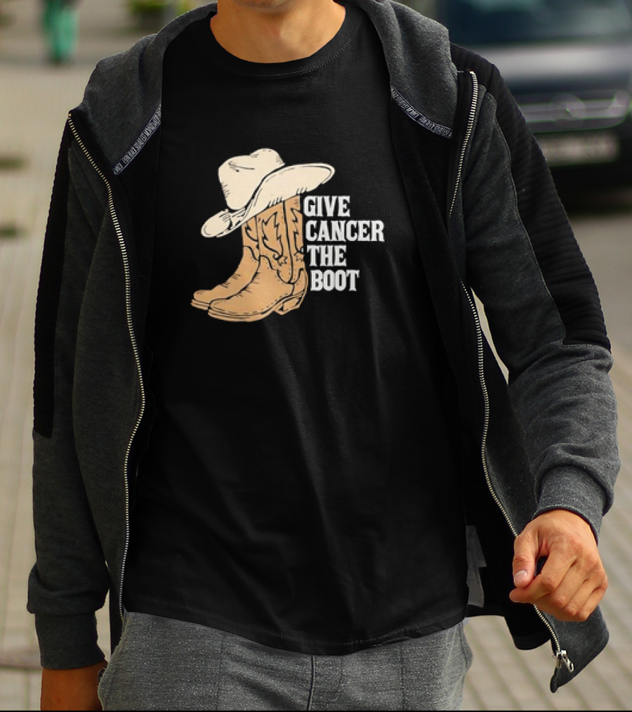 Give Cancer The Boot Retro Cowboy Hat And Boots T-Shirt
