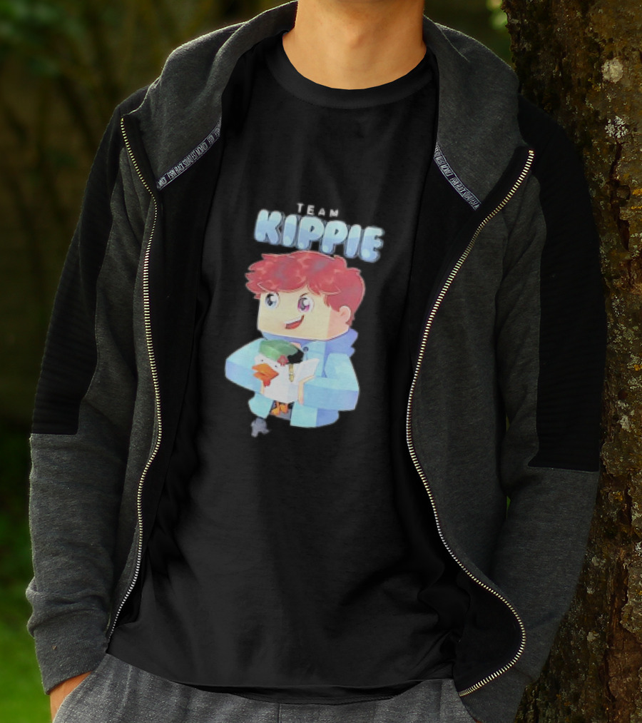 Team Kippie Cartoon Pixel Art Character With Pet Chicken T-Shirt