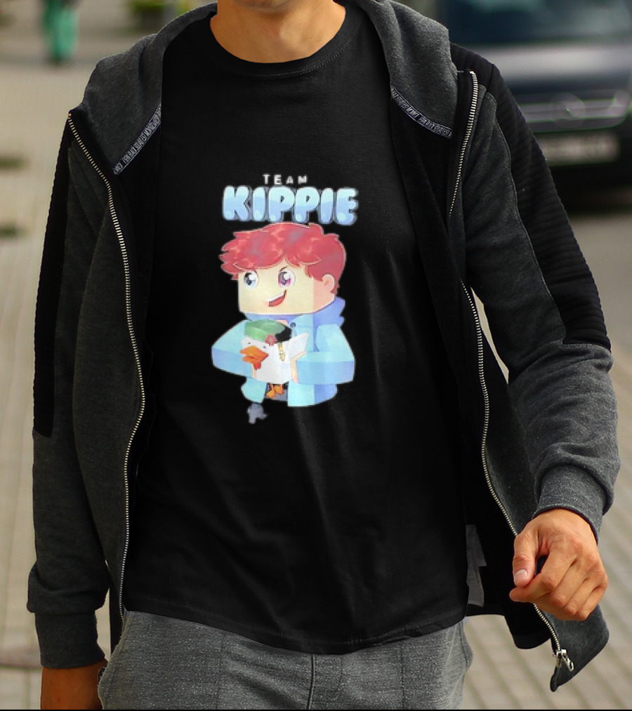 Team Kippie Cartoon Pixel Art Character With Pet Chicken T-Shirt