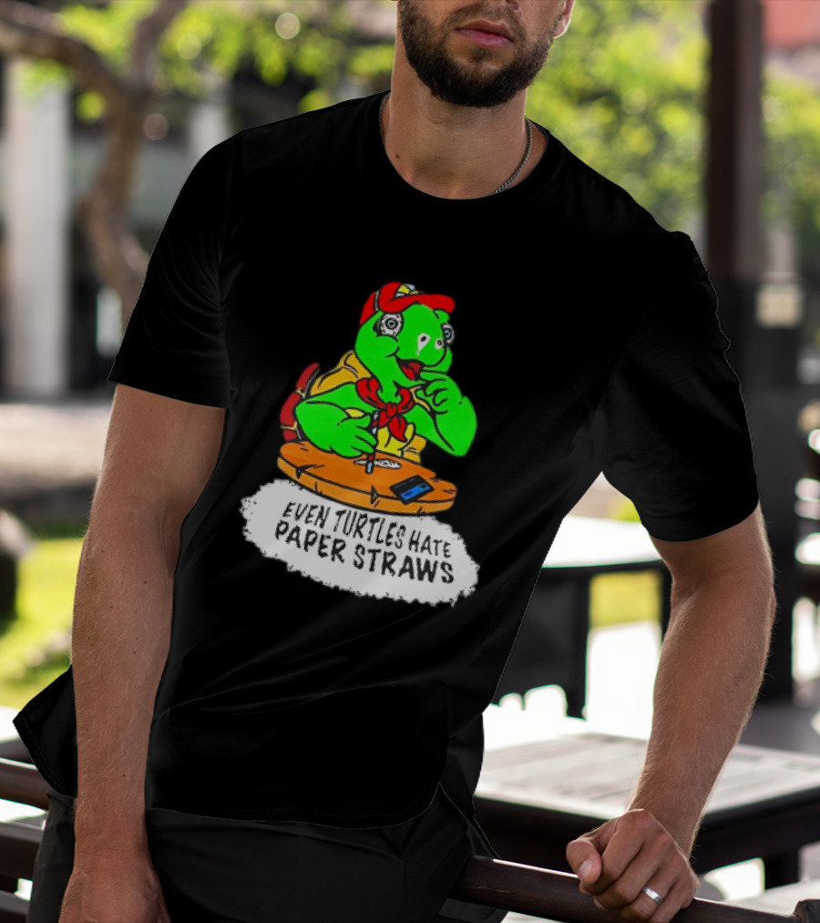Isaac Butterfield Even Turtles Hate Paper Straws T-Shirt