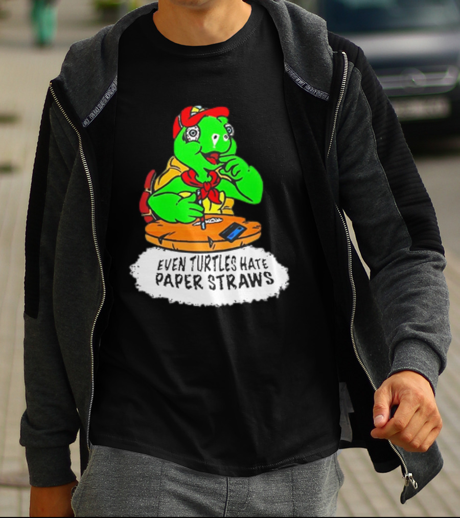 Isaac Butterfield Even Turtles Hate Paper Straws T-Shirt