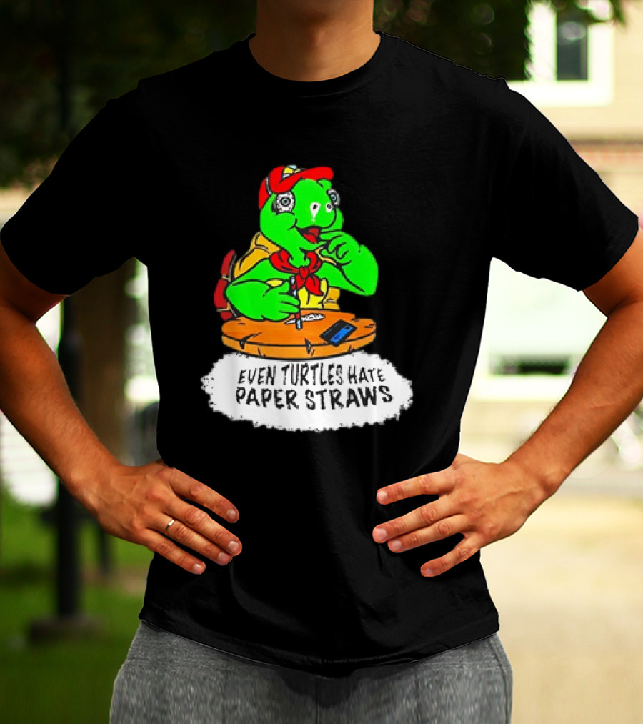 Isaac Butterfield Even Turtles Hate Paper Straws T-Shirt