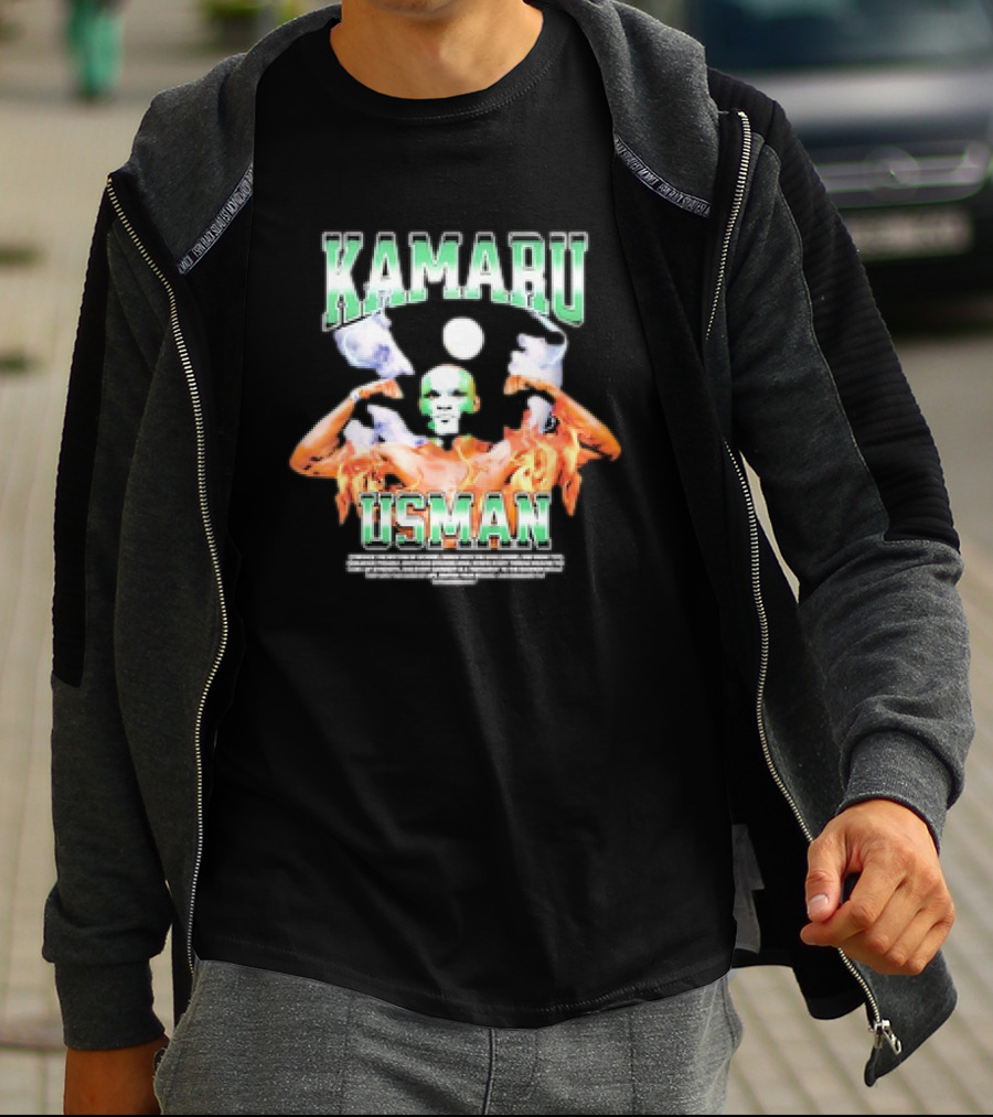 Kamaru Usman Warrior Spirit Flames And Smoke T-Shirt