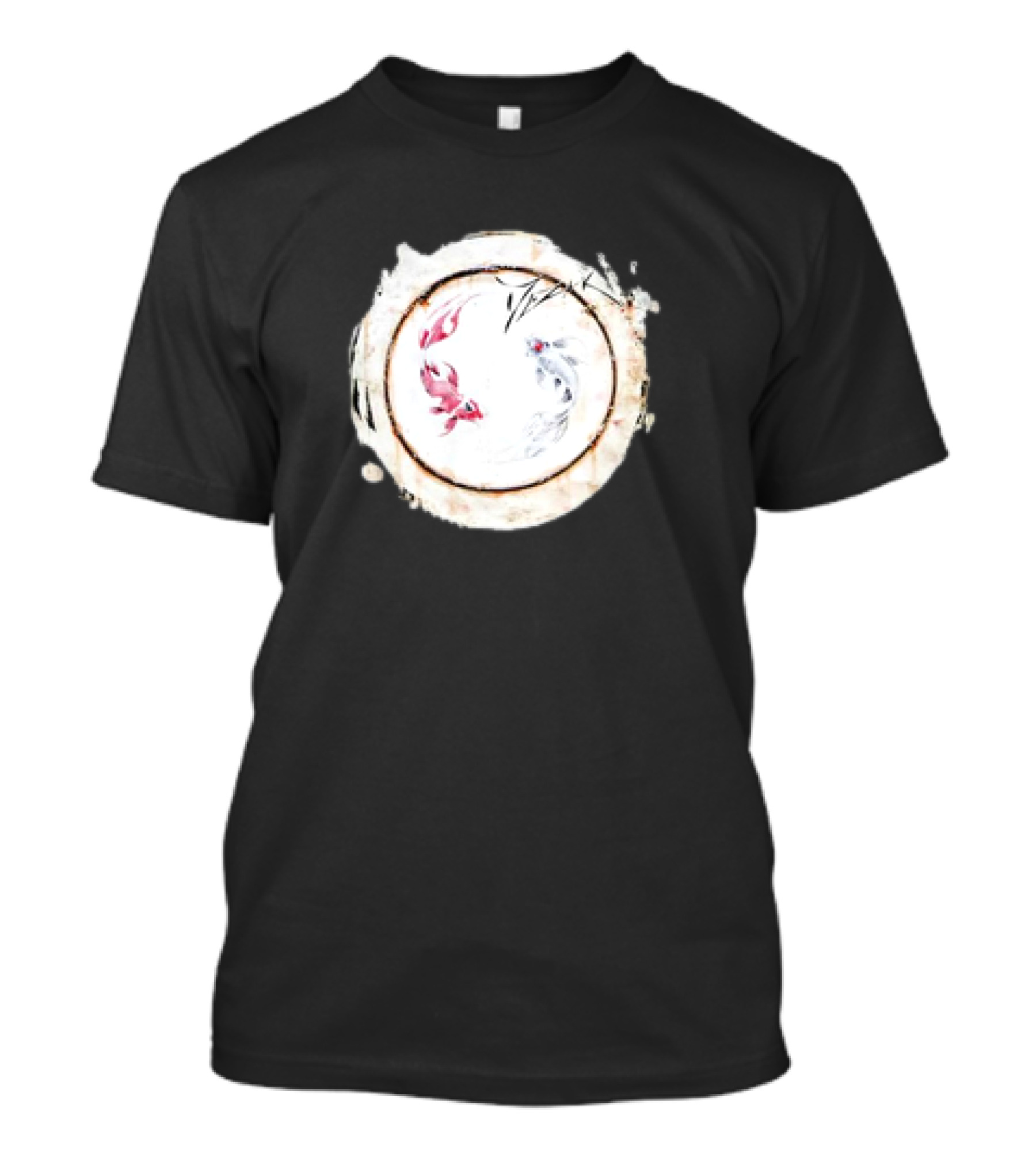 Mezak Harmony Koi Yin Yang Retro T-Shirt