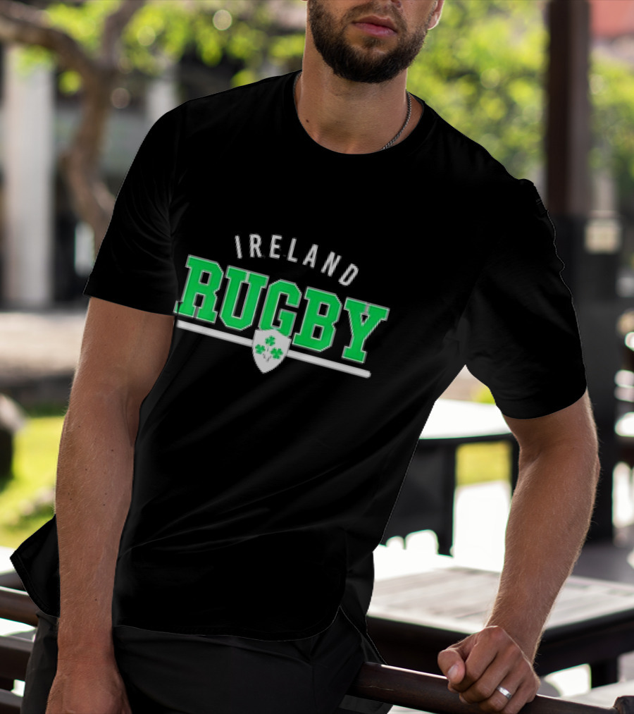 Ireland Rugby Wordmark Nations Supersoft Logo Shamrock Shield T-Shirt