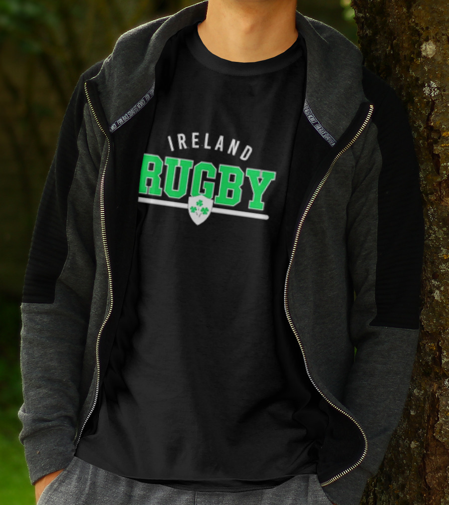 Ireland Rugby Wordmark Nations Supersoft Logo Shamrock Shield T-Shirt