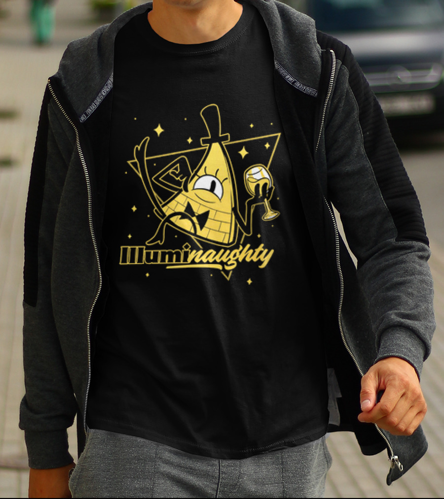Illuminaughty Naughty Bill Cipher With Drink And Stars T-Shirt