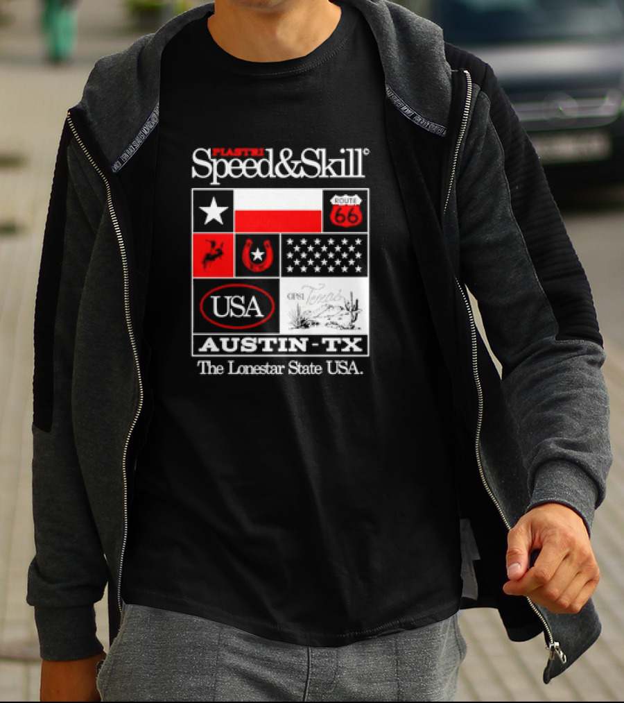 Plastr Speed And Skill Op81 Texas Route 66 Austin The Lonestar State USA T-Shirt