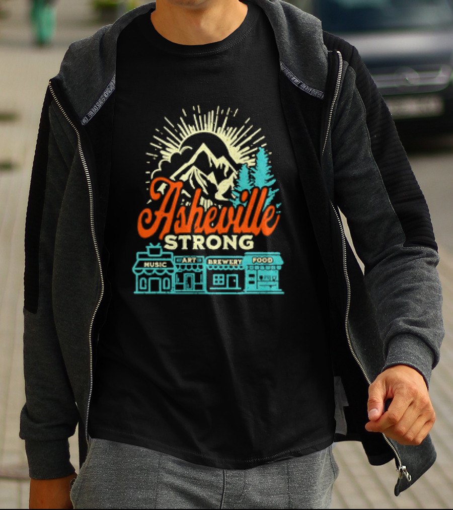 Asheville Strong Music Art Brewery Food Retro Vintage T-Shirt