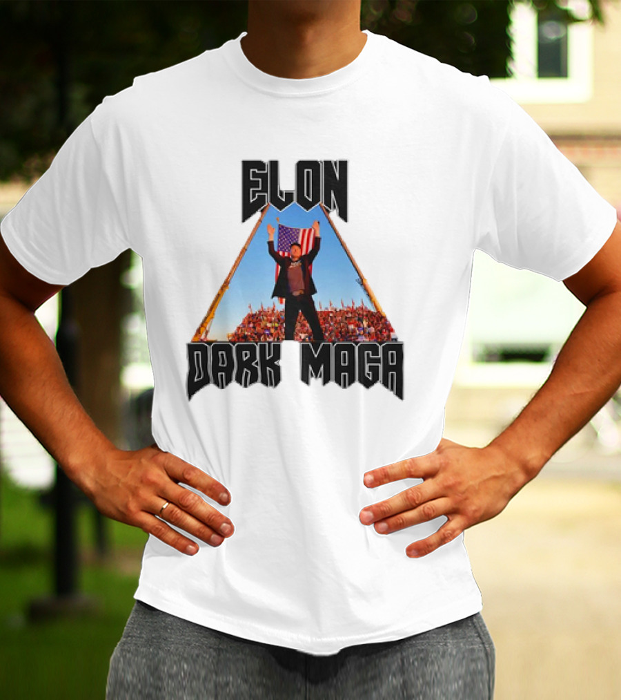 Elon Dark MAGA American Flag Crowd Symbolism T-Shirt