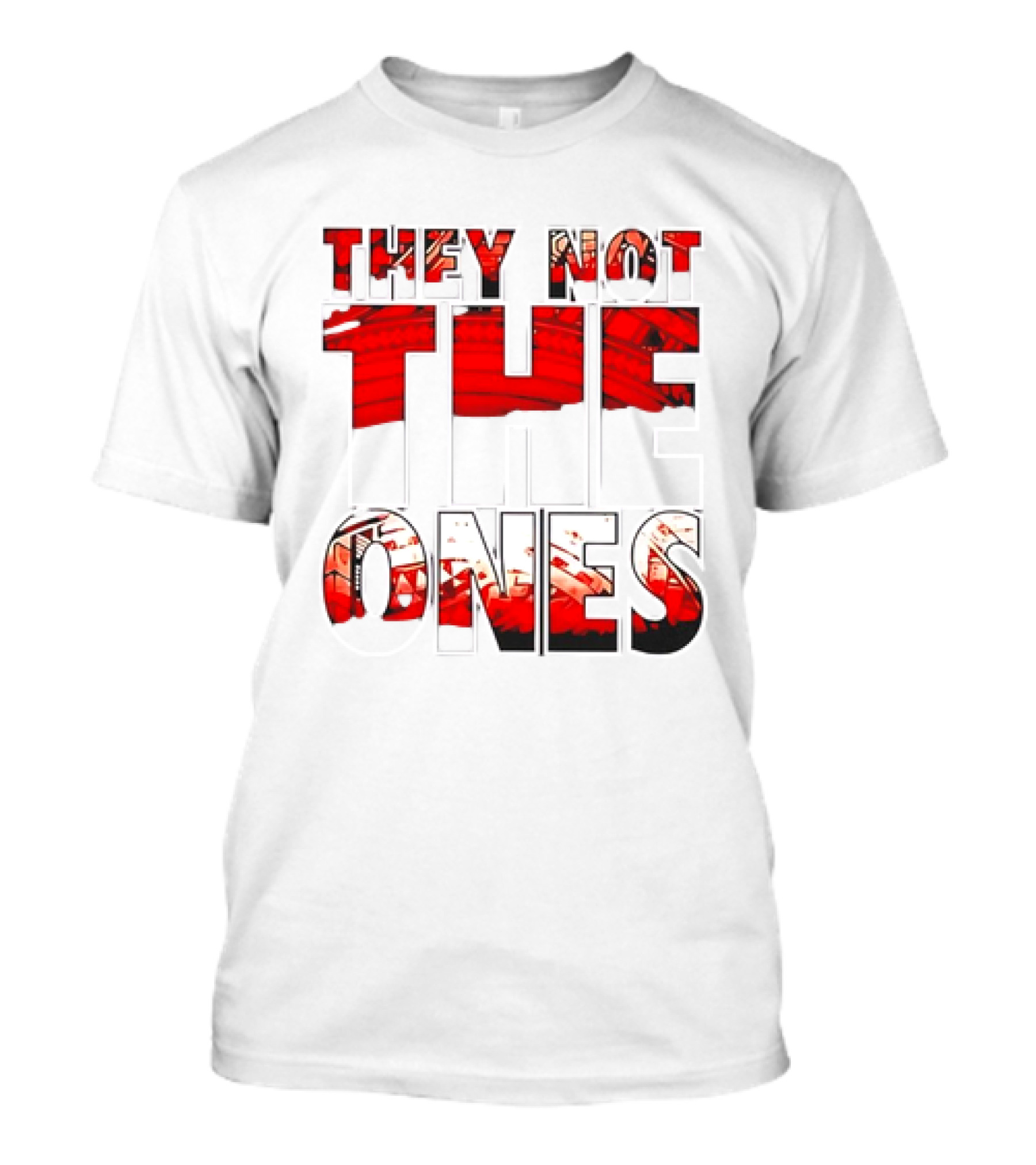 They Not The Ones WWE Red Pattern Text T-Shirt