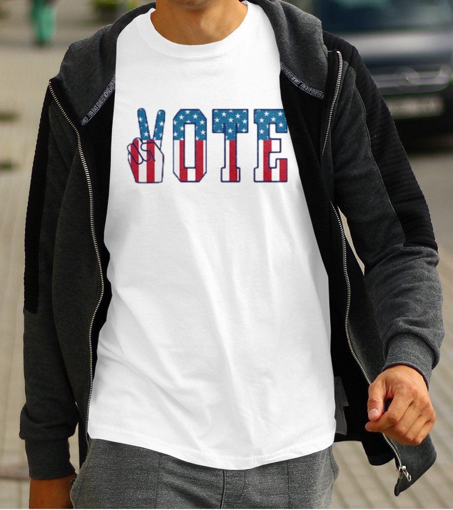 USA Flag Hand Gesture Vote T-Shirt