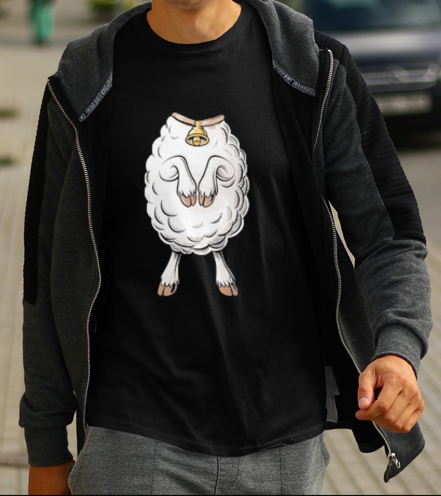 Adult Lamb Costume Meme Headless Fleece Bell T-Shirt