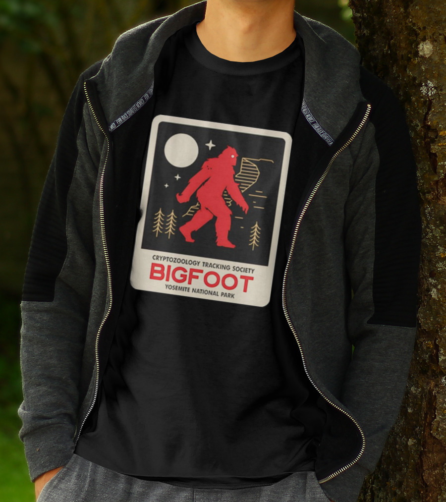 Bigfoot Cryptozoology Tracking Society Moonlit Yosemite National Park T-Shirt