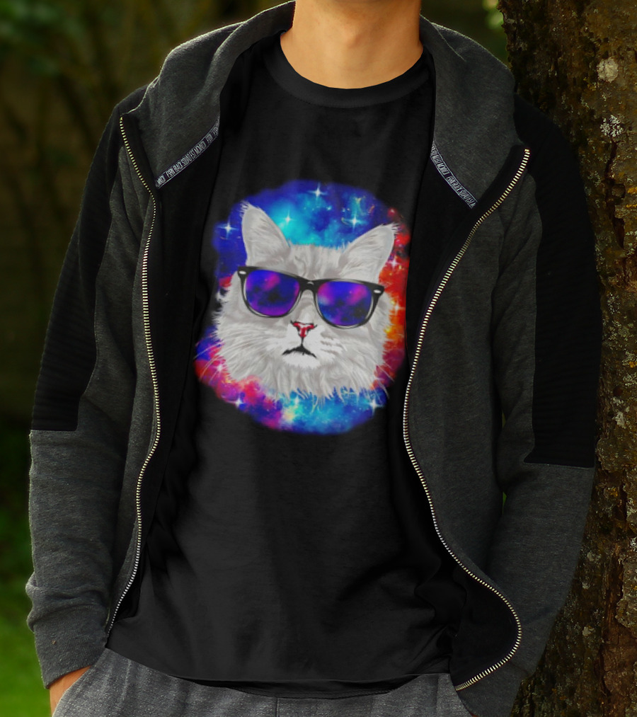 Cool Cat Space Shades Galaxy T-Shirt