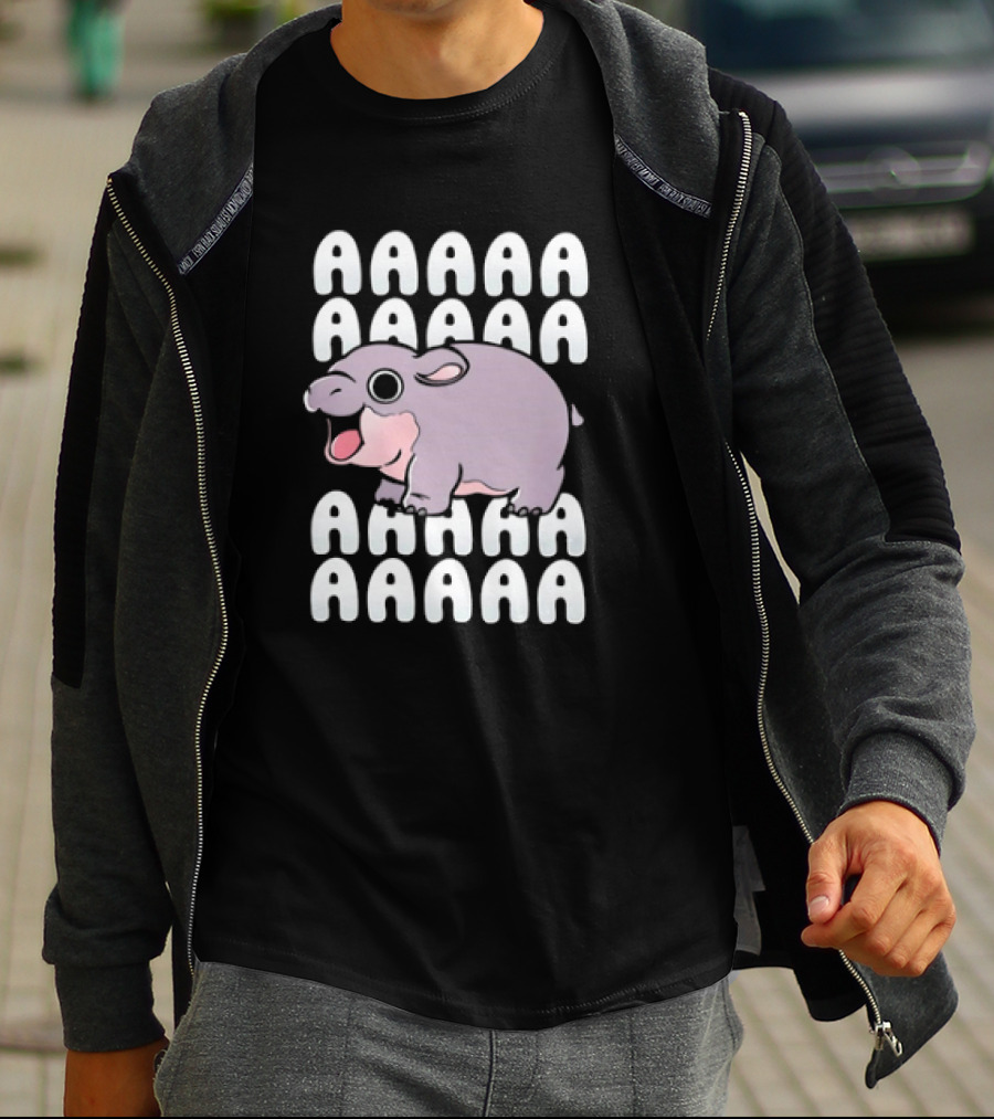 Moo Deng Screaming Hippo AAAAAAAAA Funny Hippo Meme T-Shirt