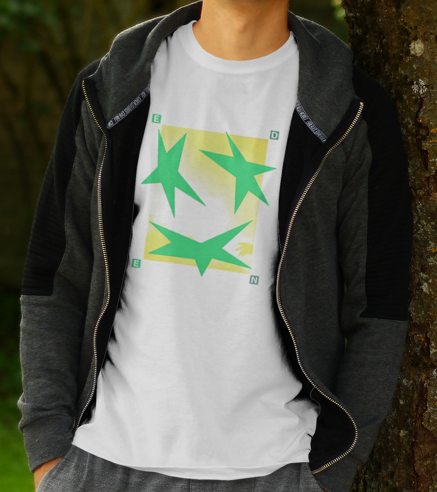 Eden Star Green Tri-Star Design With Yellow Background T-Shirt