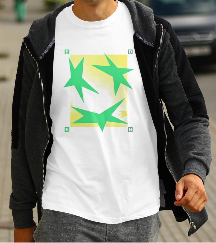 Eden Star Green Tri-Star Design With Yellow Background T-Shirt