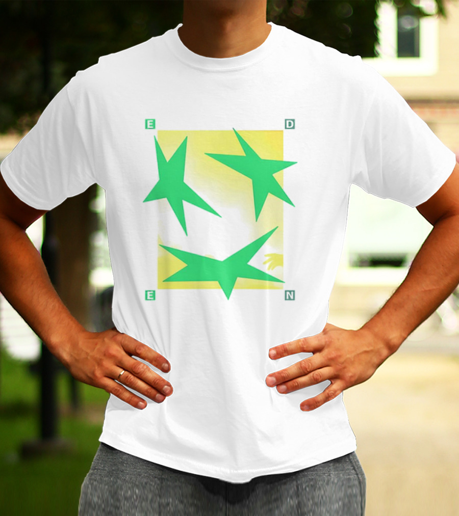 Eden Star Green Tri-Star Design With Yellow Background T-Shirt