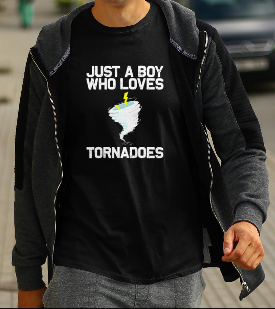 Just A Boy Who Loves Tornadoes Hurricane Milton Retro Weather Enthusiast Vintage T-Shirt