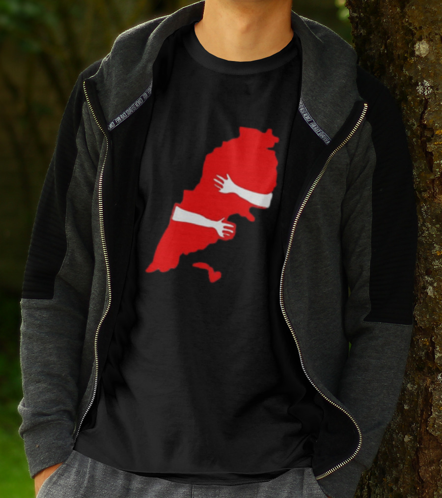 Lebanese Hug Red Map Embrace T-Shirt