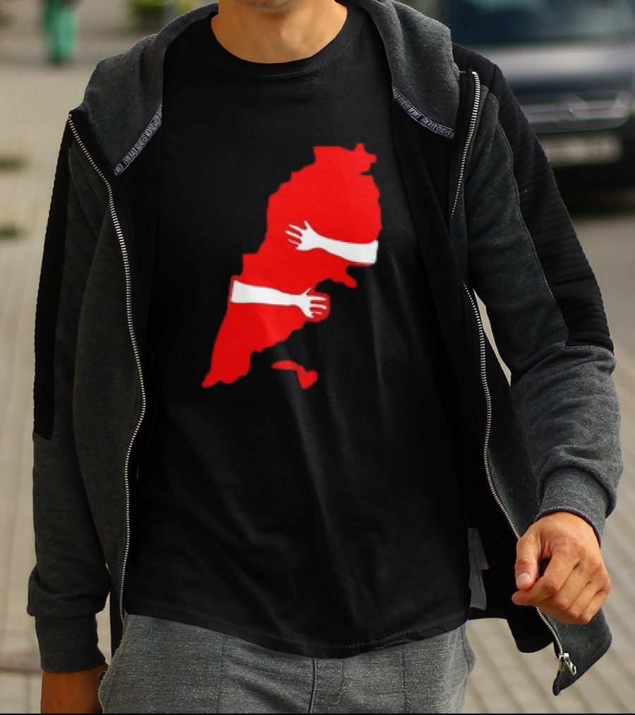 Lebanese Hug Red Map Embrace T-Shirt