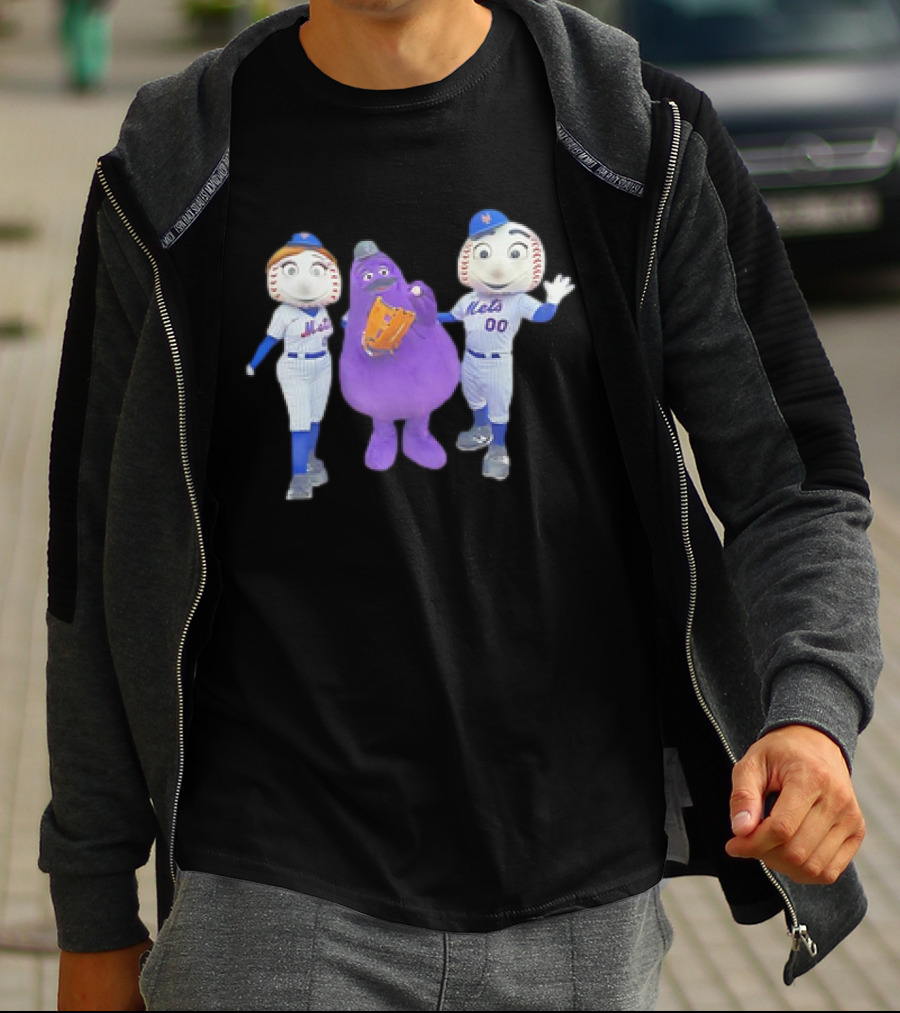 Mrs Met Grimace Mr Met Mets Baseball Characters Collaboration T-Shirt
