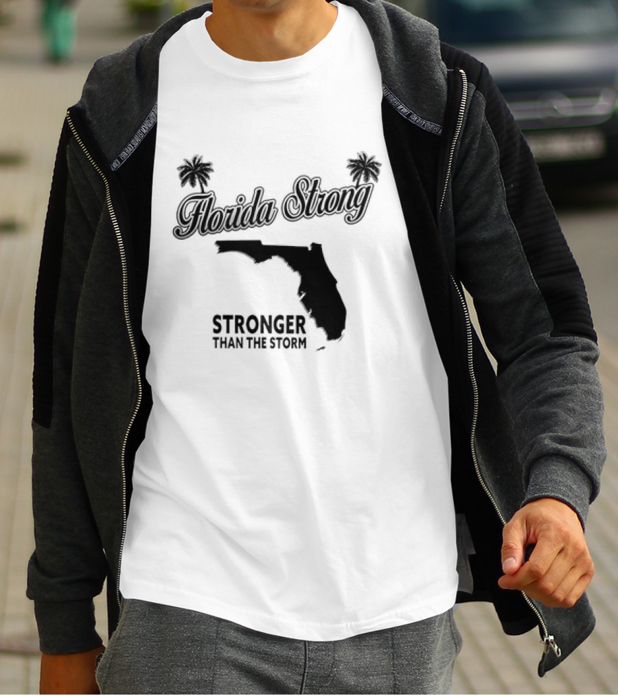 Florida Strong Stronger Than The Storm Map With Palm Trees T-Shirt