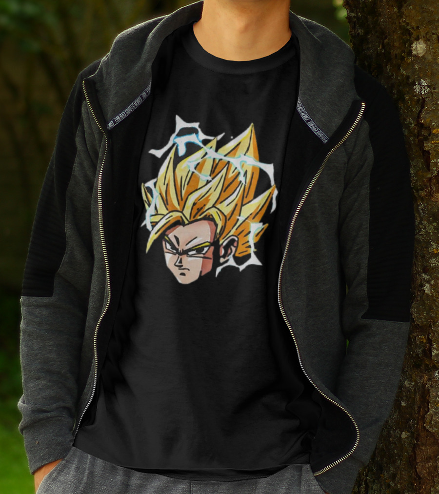 Son Goku Super Saiyan Dragon Ball Z Lightning Aura Face T-Shirt