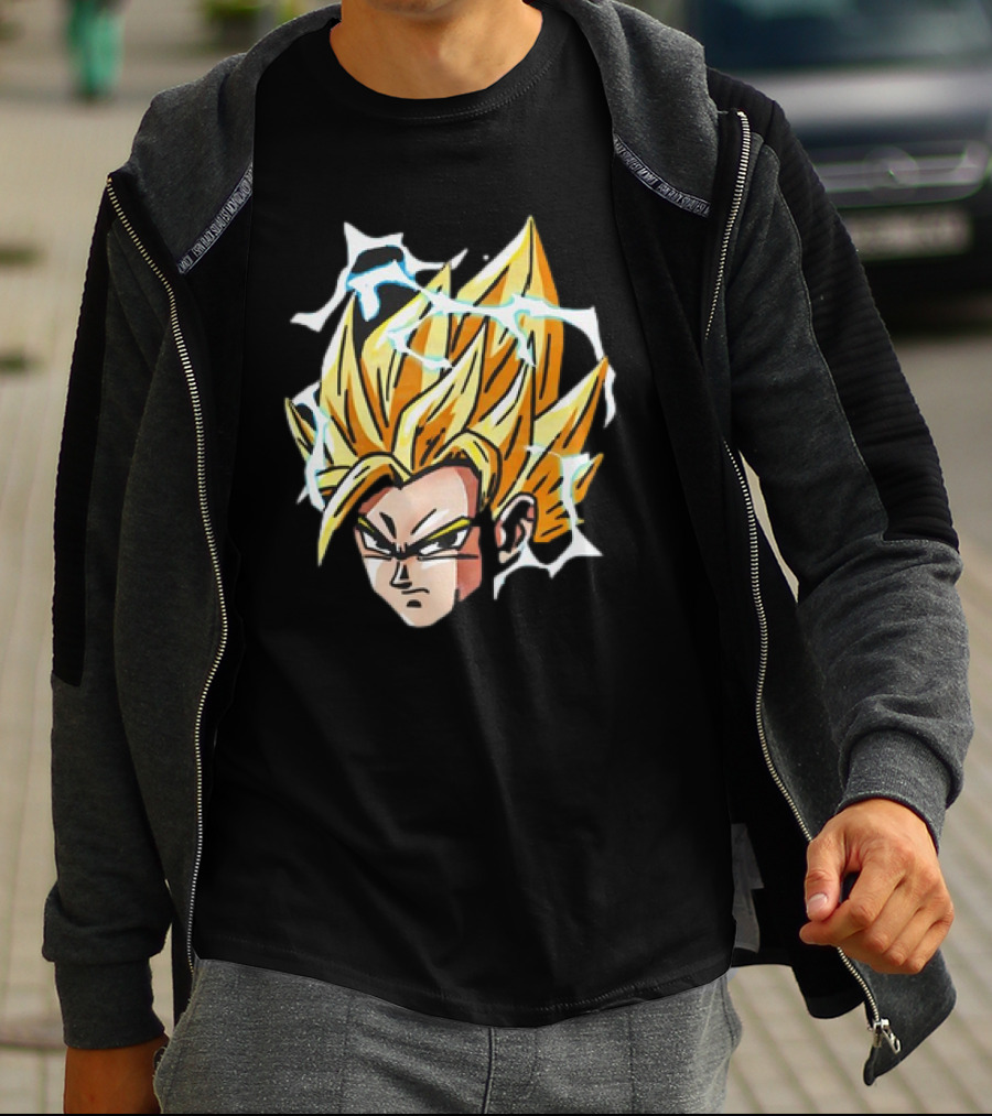 Son Goku Super Saiyan Dragon Ball Z Lightning Aura Face T-Shirt