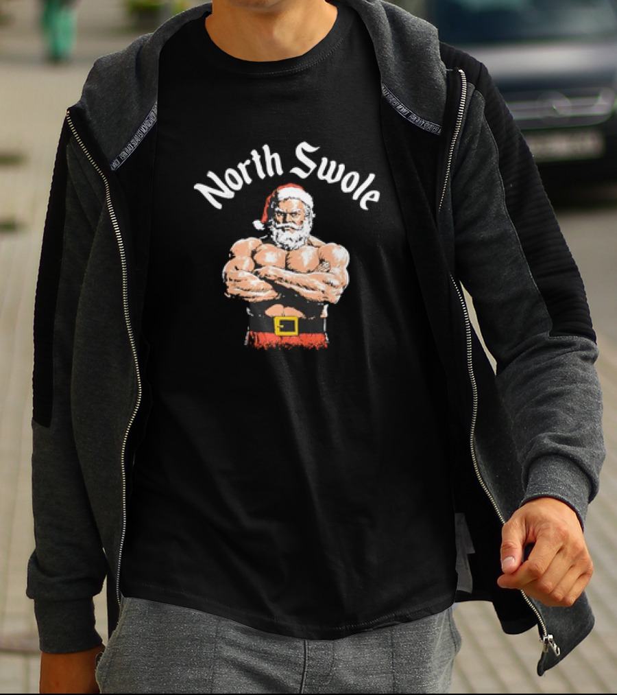 North Swole Santa Christmas Bodybuilding Holiday T-Shirt