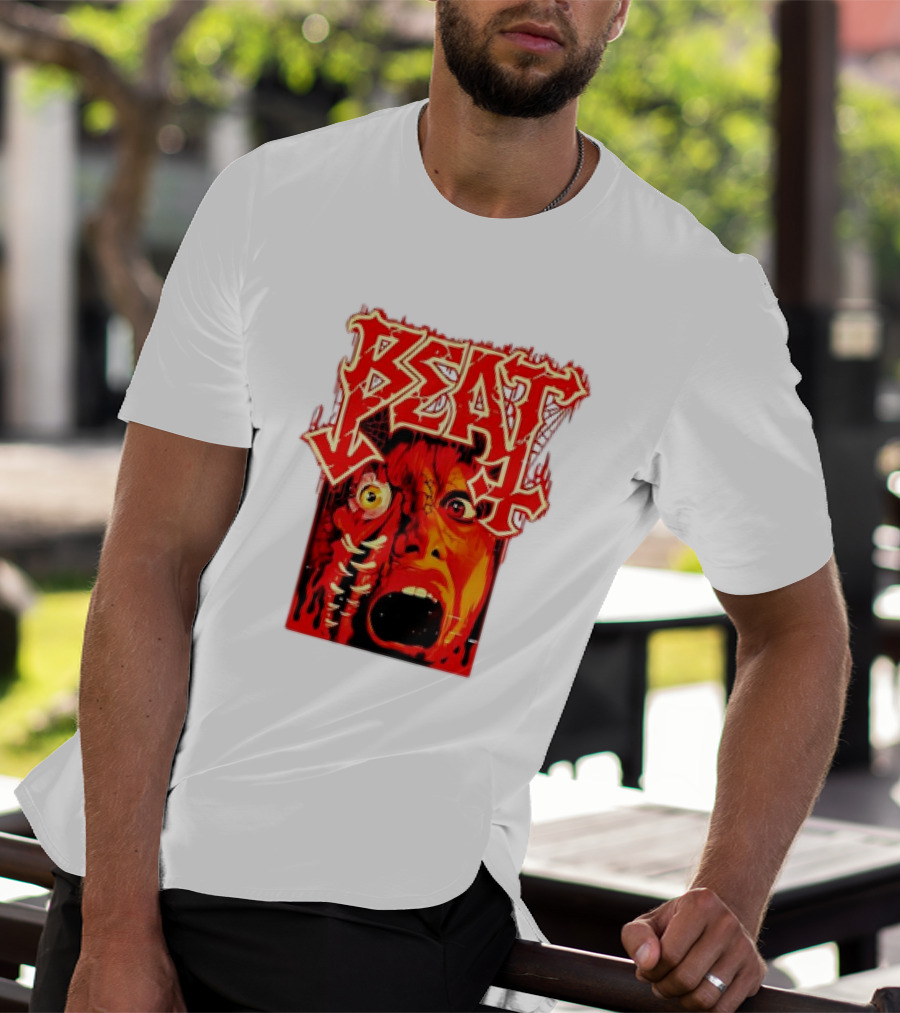 Beat Mutation Horror Zombie Face With Screaming Expression T-Shirt