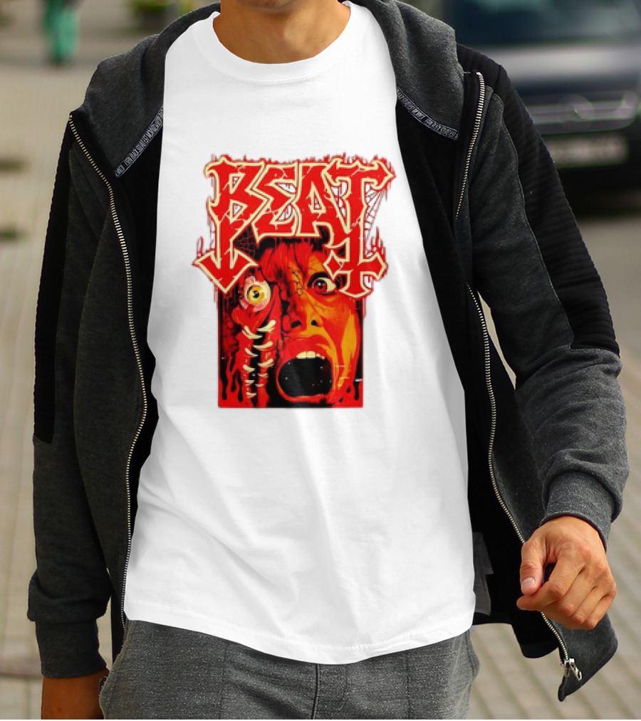Beat Mutation Horror Zombie Face With Screaming Expression T-Shirt