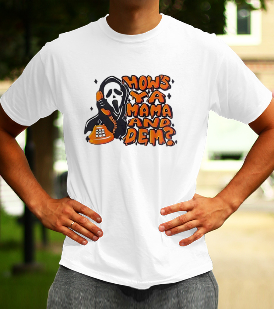 Ghostface How's Ya Mama And Dem Phone Call Retro 90s Horror T-Shirt