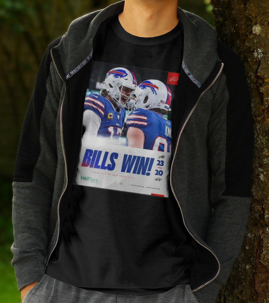 Bills Win 23-20 New York Jets NFL Victory Knox M&T Bank T-Shirt