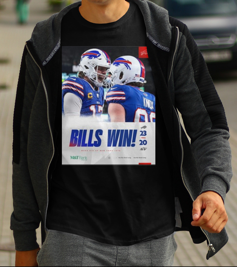Bills Win 23-20 New York Jets NFL Victory Knox M&T Bank T-Shirt