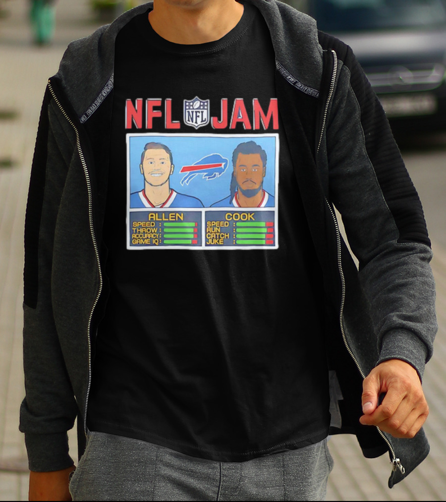 Buffalo Bills Josh Allen James Cook NFL Jam Player Stats T-Shirt