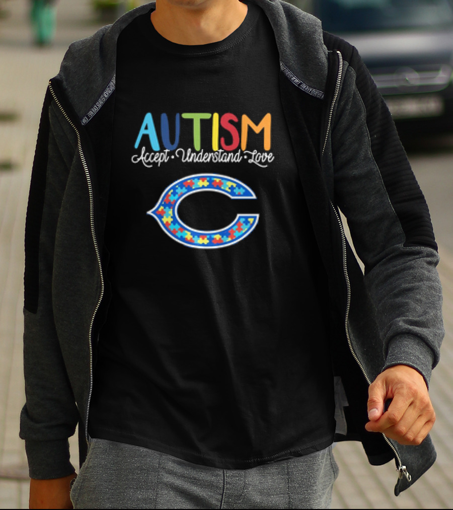 Chicago Bears NFL Autism Accept Understand Love Awareness T-Shirt
