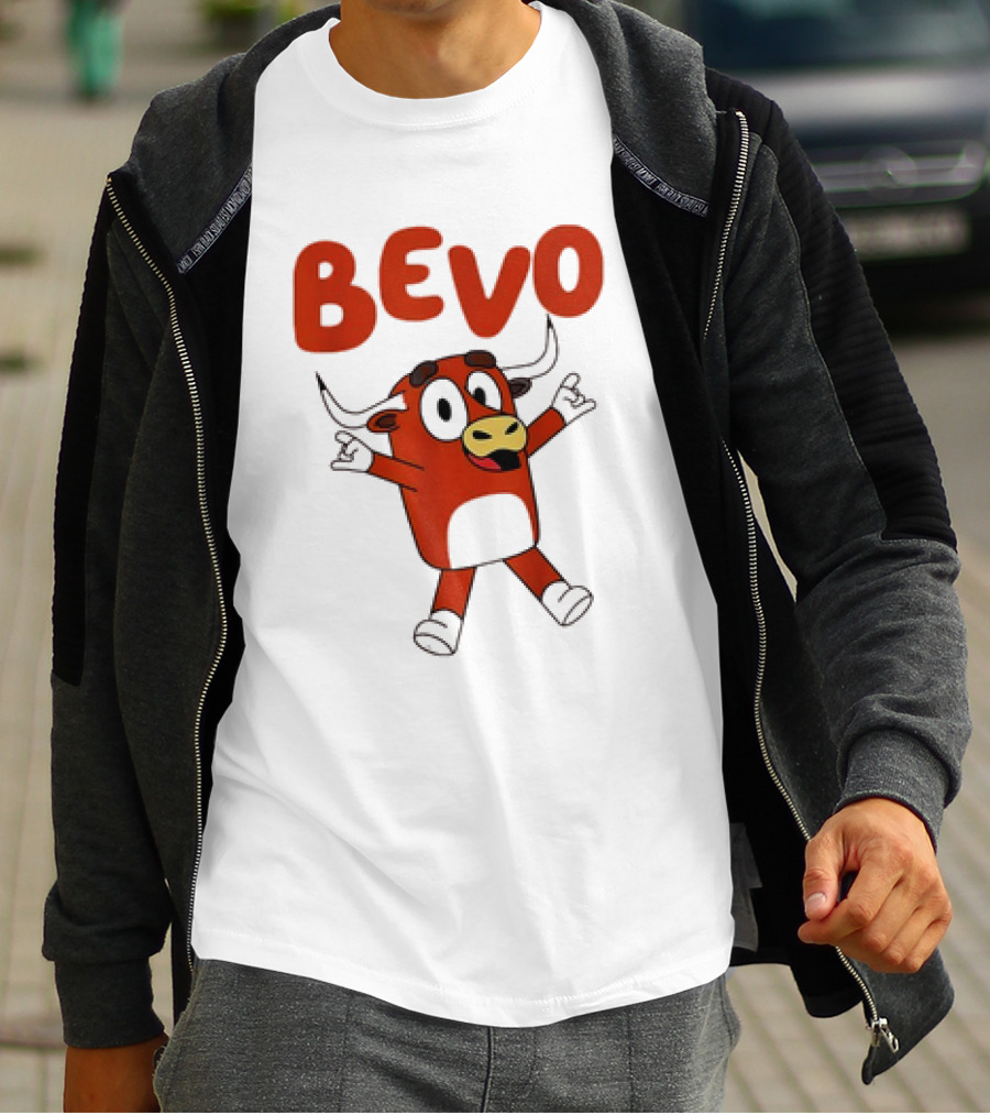 Bevo Cartoon Longhorn Bull Character Funny T-Shirt