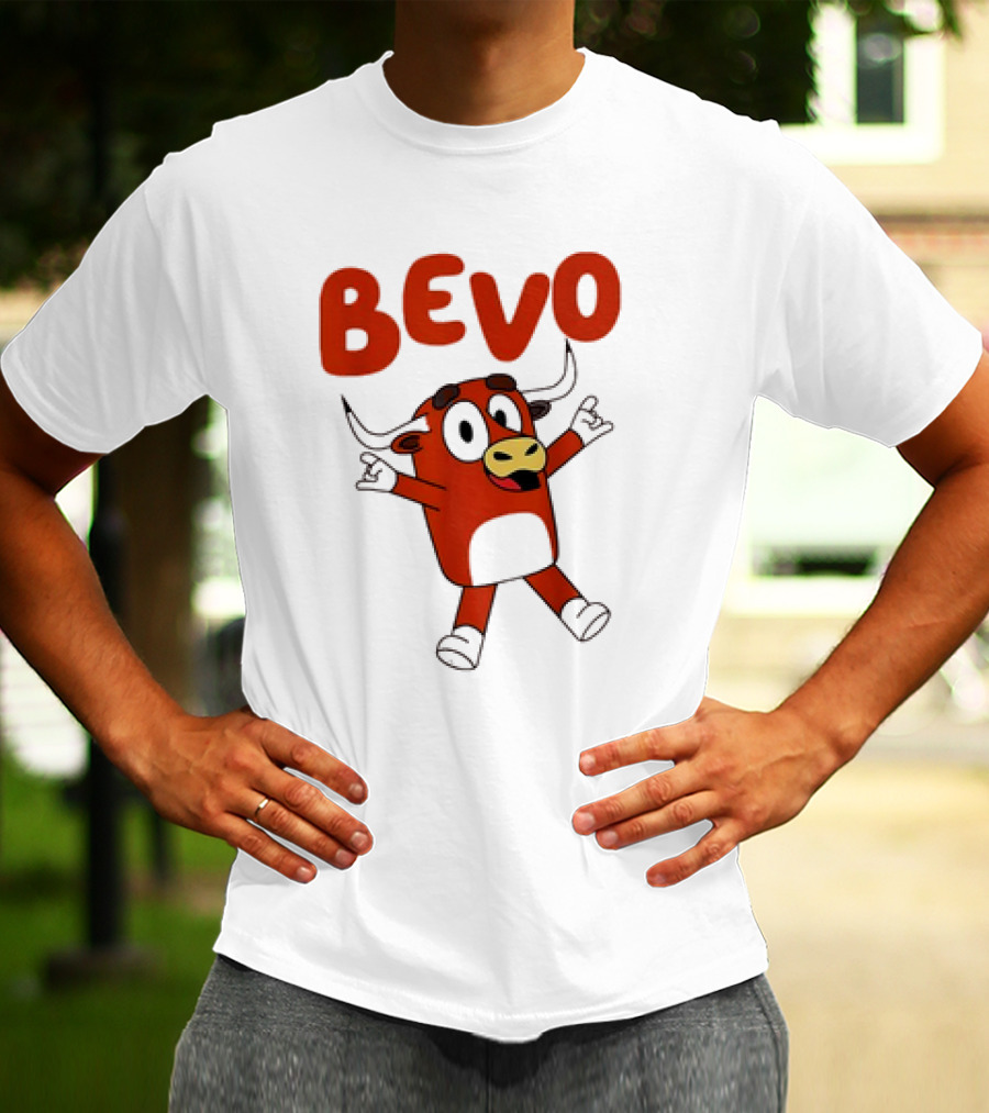 Bevo Cartoon Longhorn Bull Character Funny T-Shirt