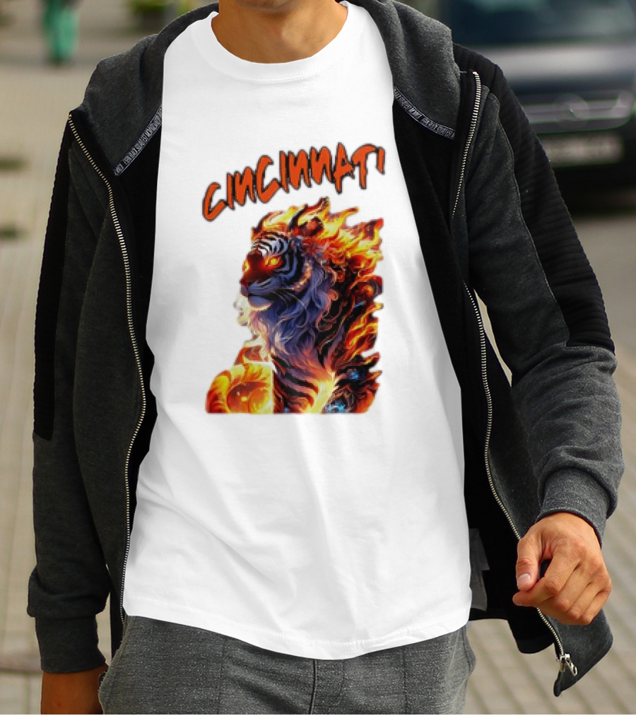 Cincinnati The Bengel’s Live Old West Football Tiger Flame T-Shirt