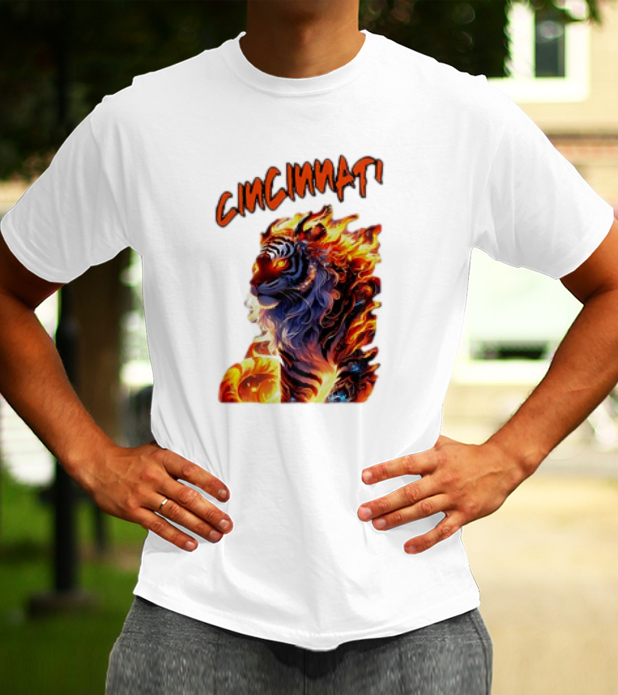 Cincinnati The Bengel’s Live Old West Football Tiger Flame T-Shirt